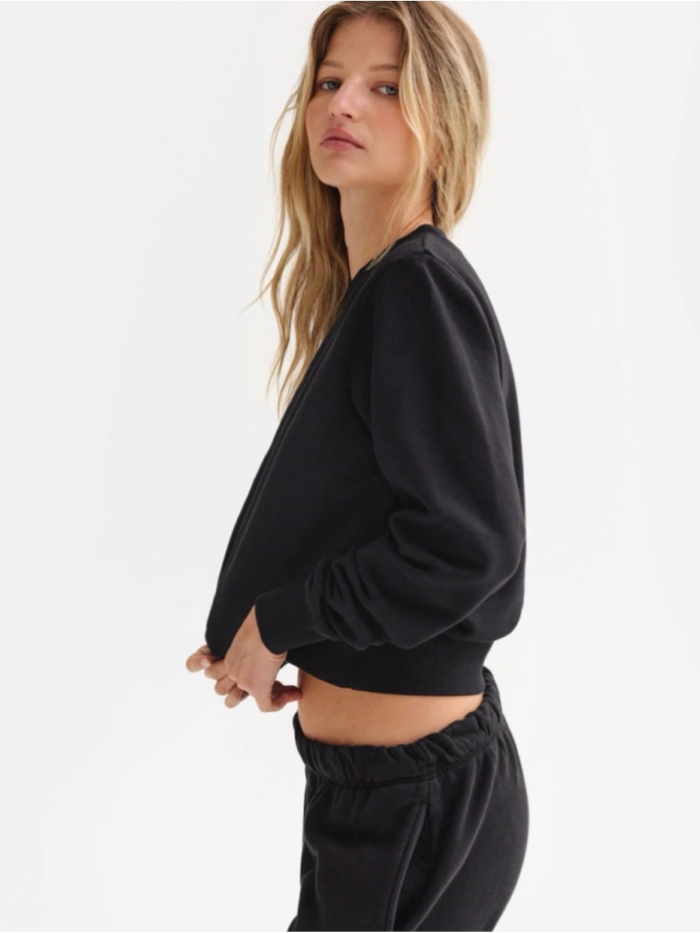 MATE the Label Organic Fleece Shrunken Crew Neck Sweatshirt & Joggers